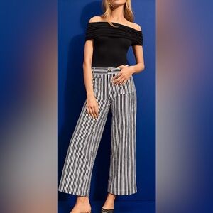 LOFT PALMER WIDE LEG CROP STRIPE